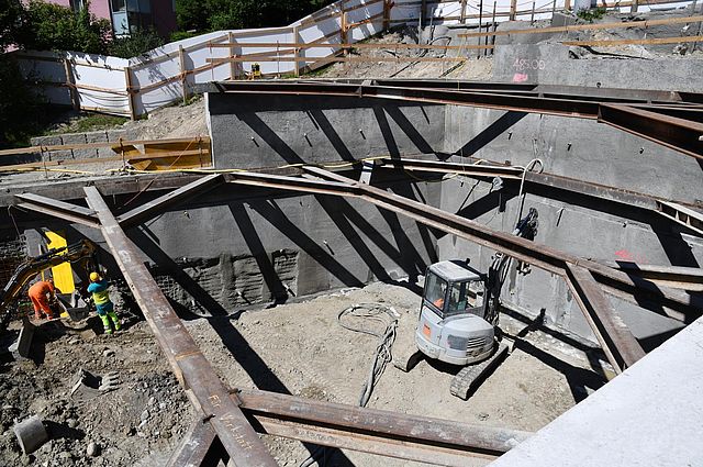 Die Baugrubensicherung der Baustelle Rigiplatz in Zürich